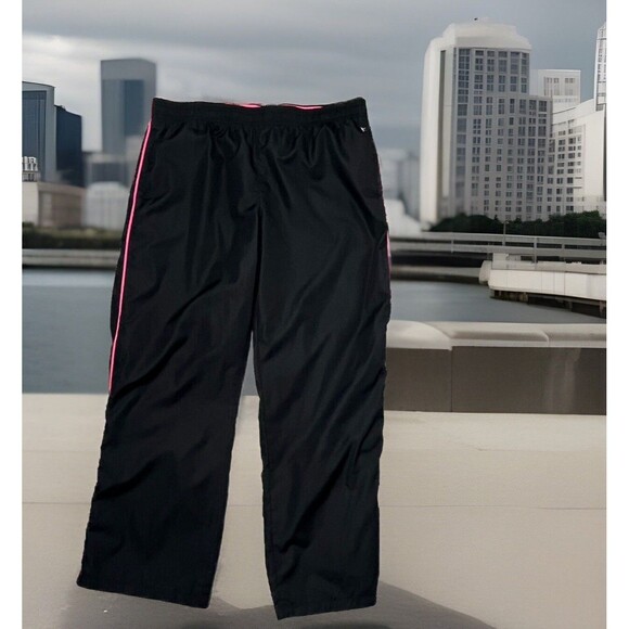 Danskin Now Track Pant XL 16 18 Jogger Windbreaker Black Pink Mesh Lined Leg Zip - Picture 1 of 6
